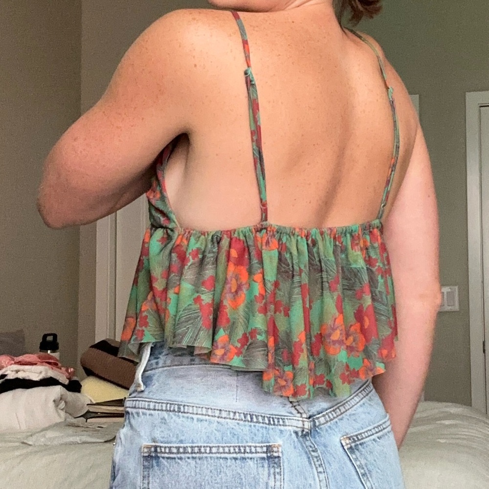 Green flowy floral top
